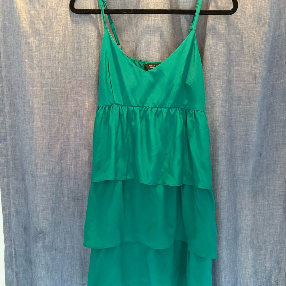 Teal Layered Silk Dress